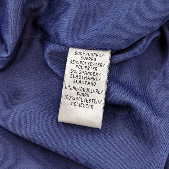 JS Collections Size 6 Boat Neck Sleeveless Faux Wrap Midi Sheath Dress in Navy - Picture 7 of 7